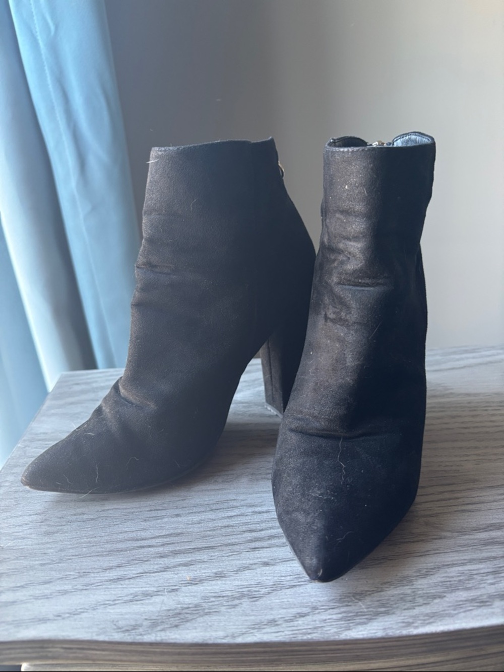 Black Suede Women’s Ankle Boots - Classic Block Heel